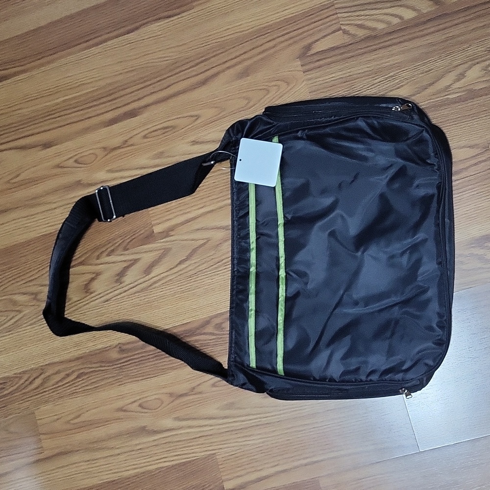 3 pc set Black neon green diaper bag NWT trend lab canvas changing pad pouch